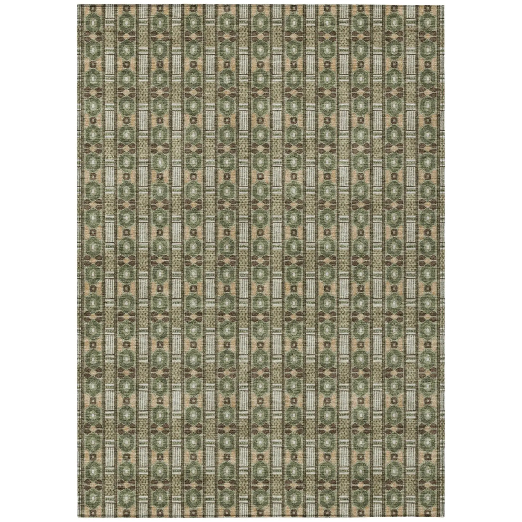 3' X 5' Olive Green And Green Striped Washable Indoor Outdoor Area Rug Homeroots Outdoor