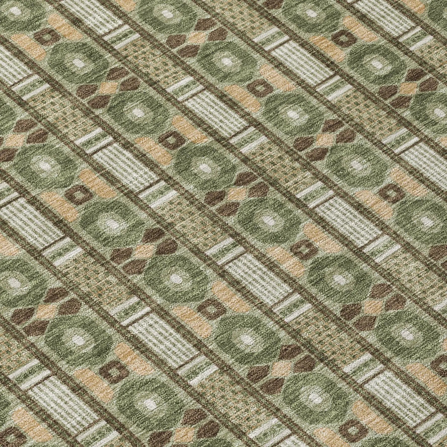 3' X 5' Olive Green And Green Striped Washable Indoor Outdoor Area Rug Homeroots Outdoor