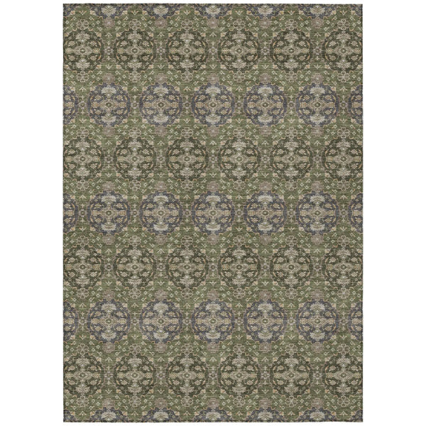 3' X 5' Olive Green And Green Striped Washable Indoor Outdoor Area Rug Homeroots Outdoor