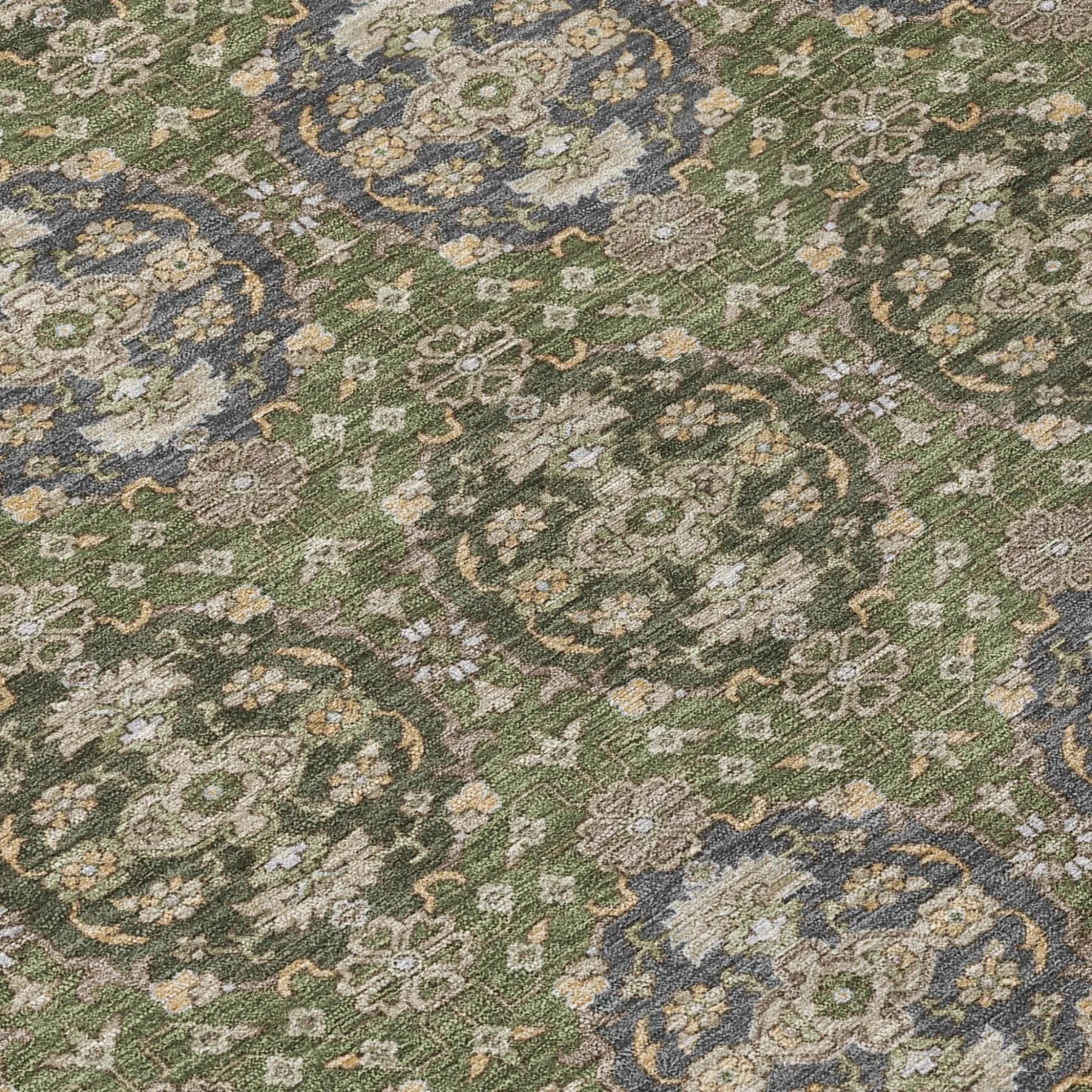 3' X 5' Olive Green And Green Striped Washable Indoor Outdoor Area Rug Homeroots Outdoor