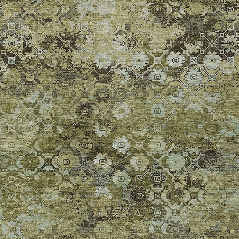 3' X 5' Olive Green And Mint Green Abstract Washable Indoor Outdoor Area Rug Homeroots Outdoor