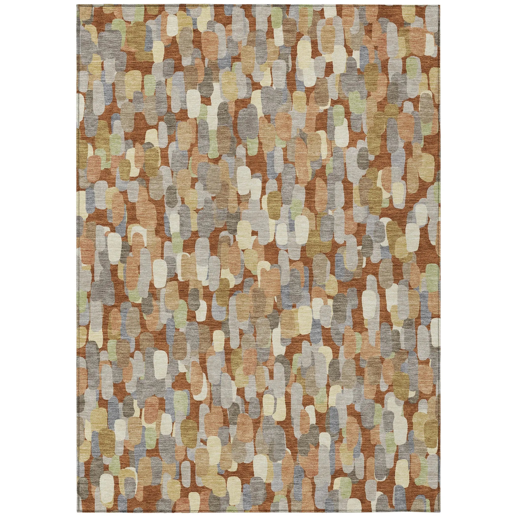 3' X 5' Orange And Beige Abstract Washable Indoor Outdoor Area Rug Homeroots Outdoor