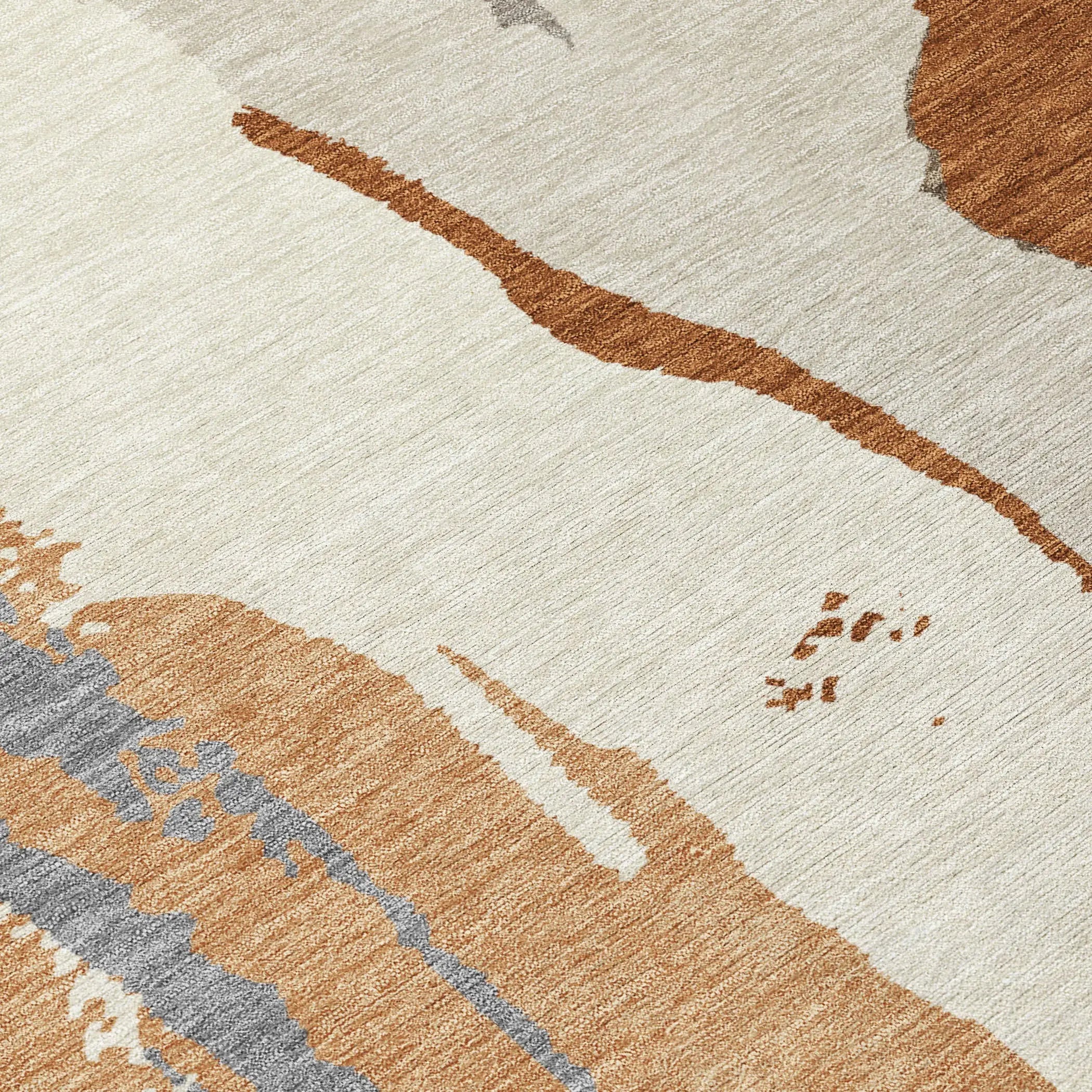 3' X 5' Orange And Beige Abstract Washable Indoor Outdoor Area Rug Homeroots Outdoor