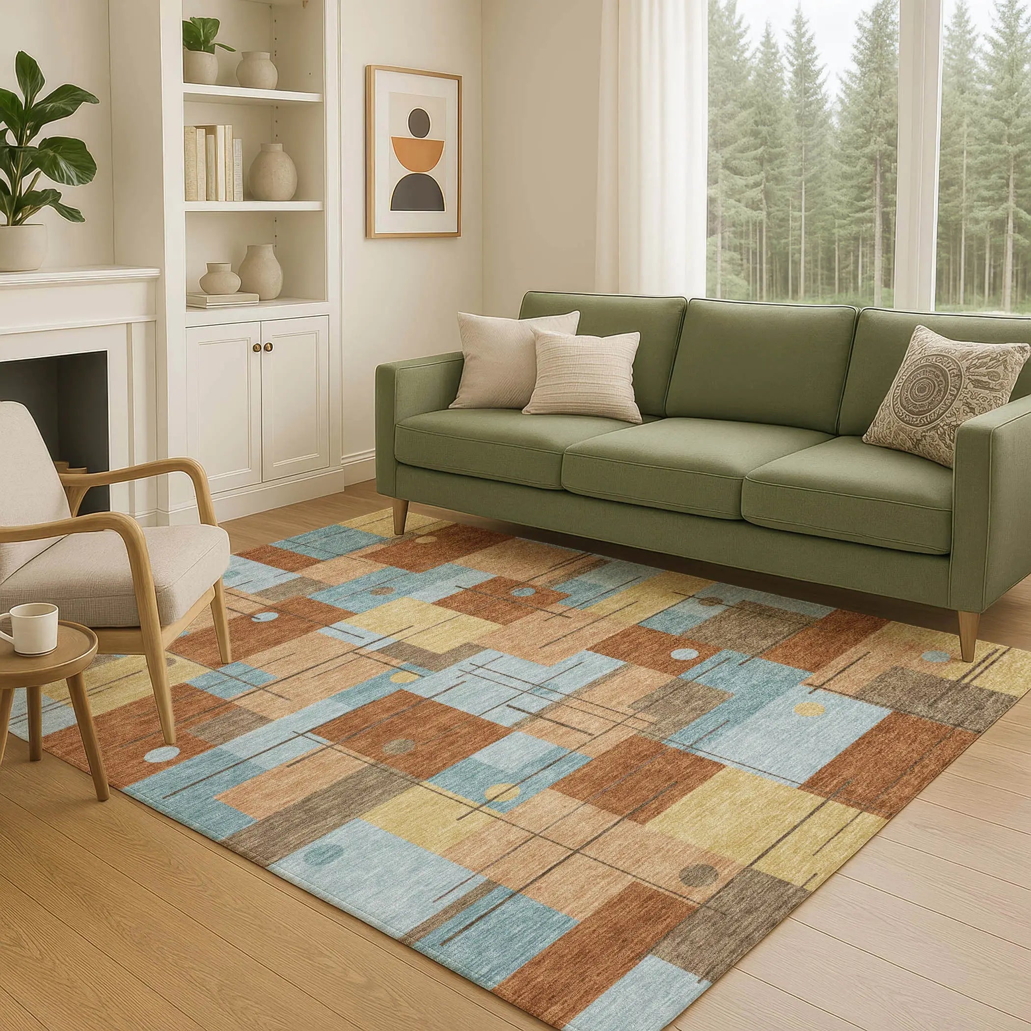 3' X 5' Orange And Beige Geometric Washable Indoor Outdoor Area Rug Homeroots Outdoor