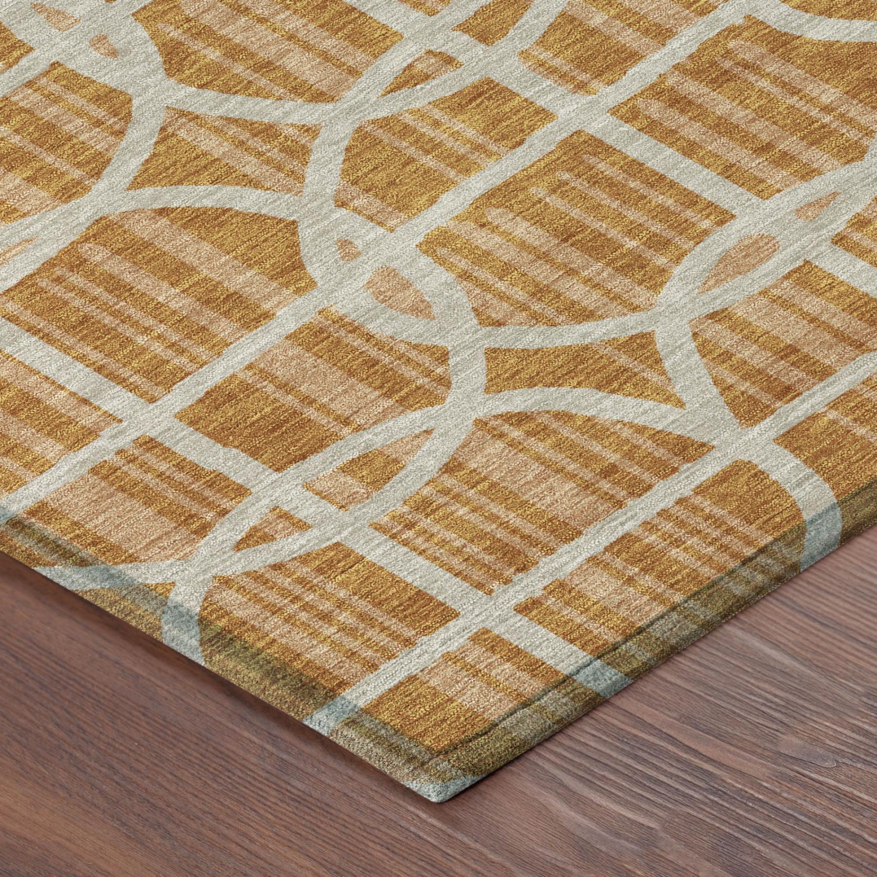 3' X 5' Orange And Beige Geometric Washable Indoor Outdoor Area Rug Homeroots Outdoor