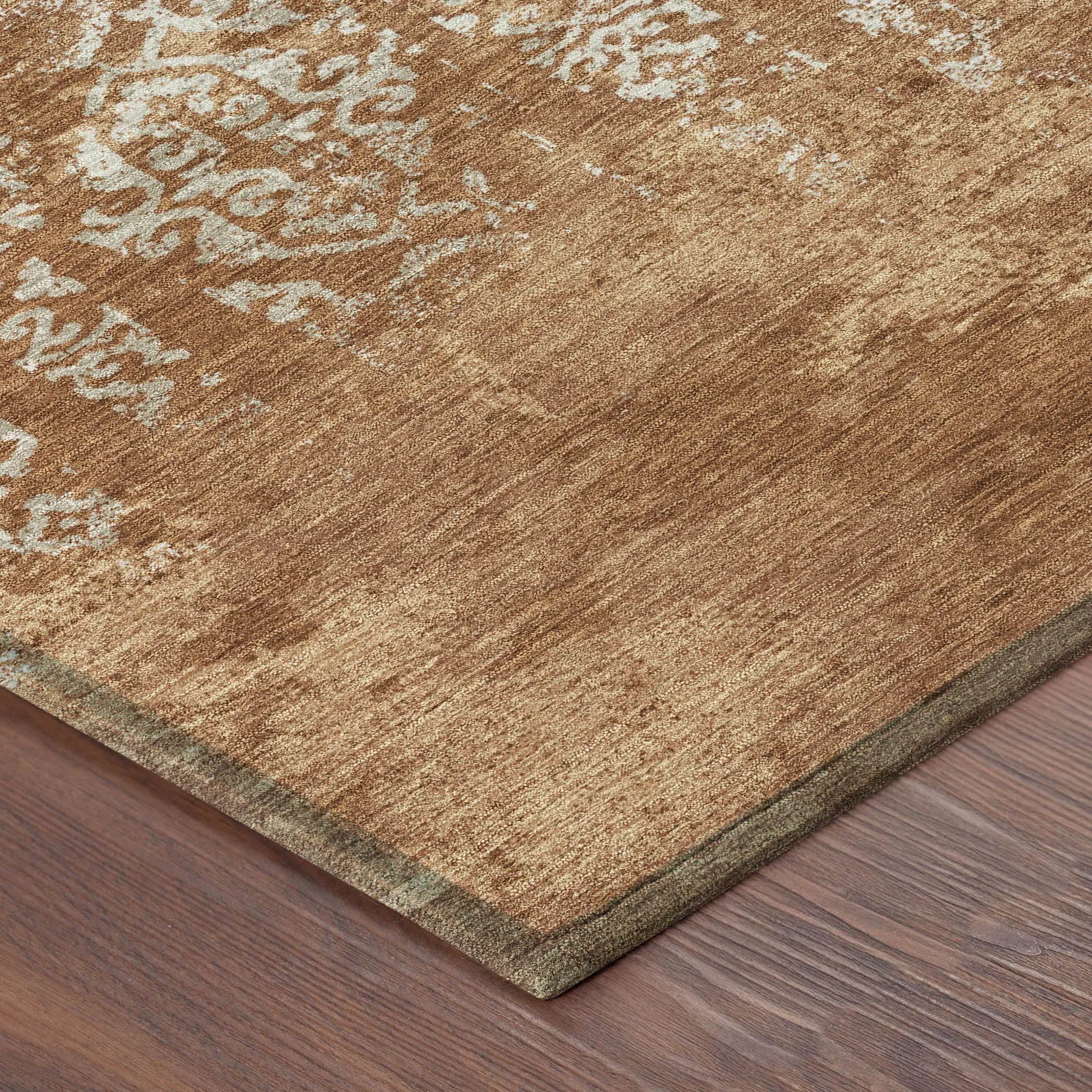 3' X 5' Orange And Beige Oriental Washable Indoor Outdoor Area Rug Homeroots Outdoor