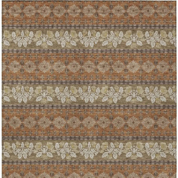 3' X 5' Orange And Beige Striped Washable Indoor Outdoor Area Rug Homeroots Outdoor