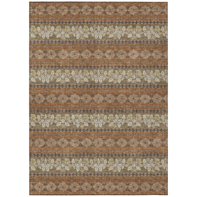 3' X 5' Orange And Beige Striped Washable Indoor Outdoor Area Rug Homeroots Outdoor