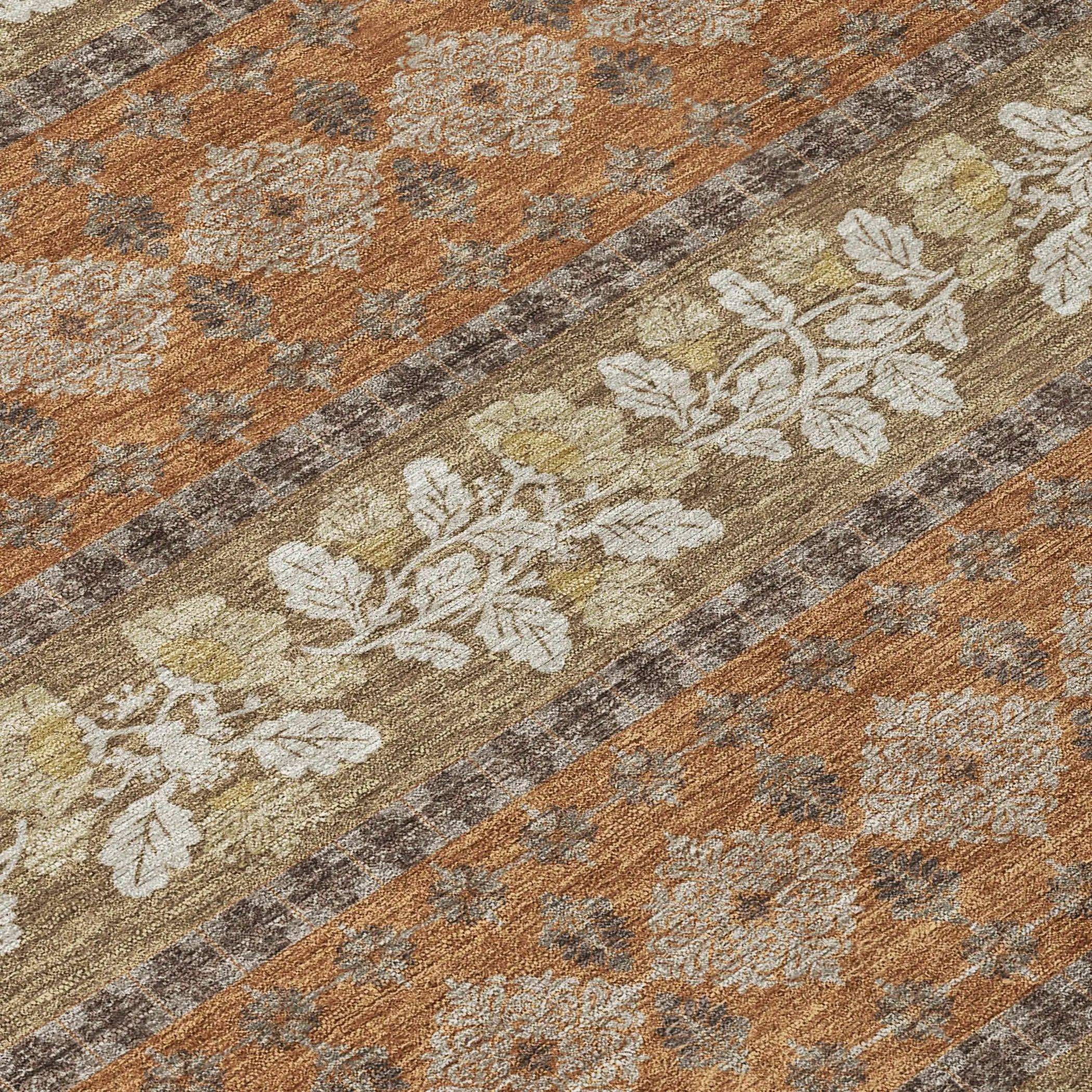 3' X 5' Orange And Beige Striped Washable Indoor Outdoor Area Rug Homeroots Outdoor