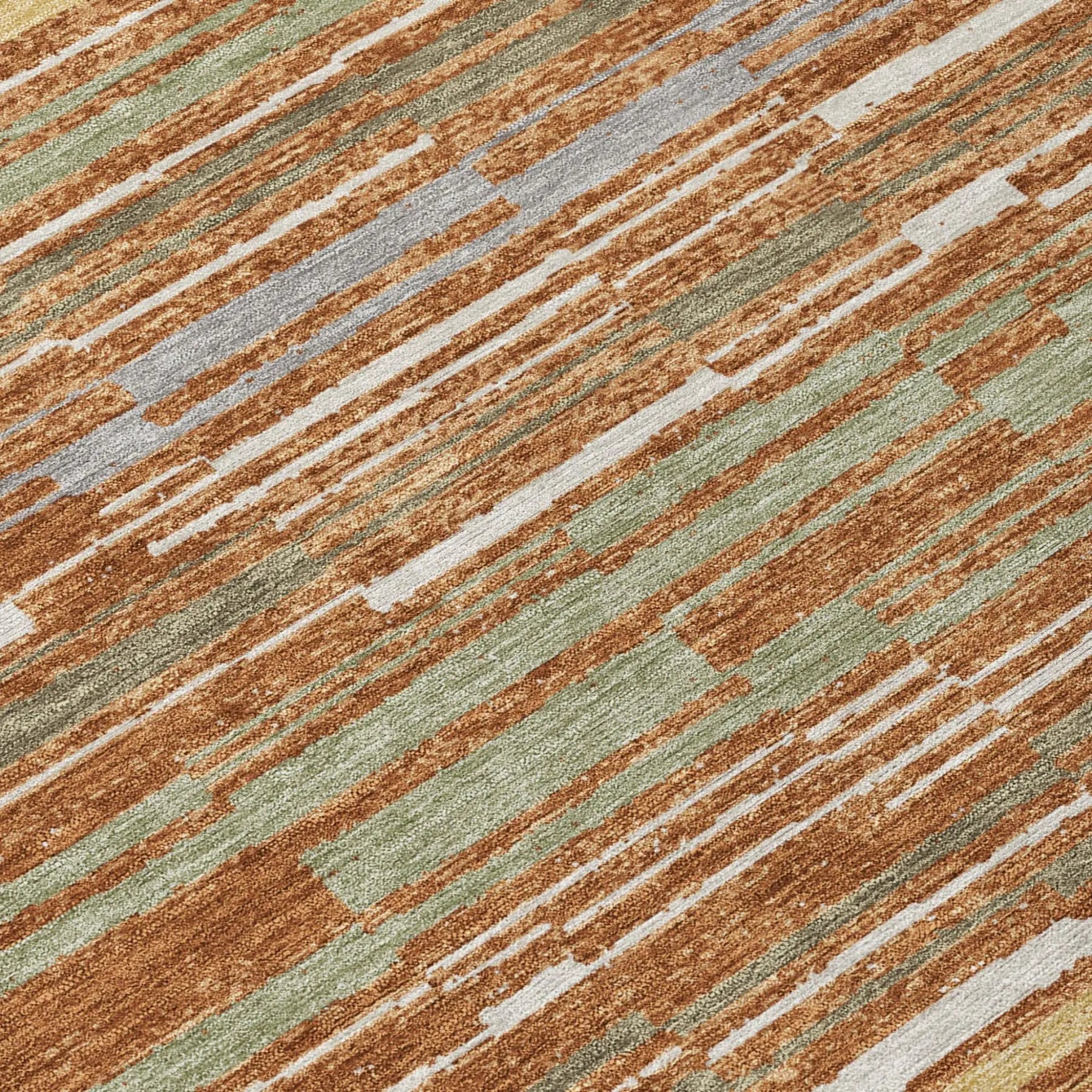3' X 5' Orange And Beige Striped Washable Indoor Outdoor Area Rug Homeroots Outdoor