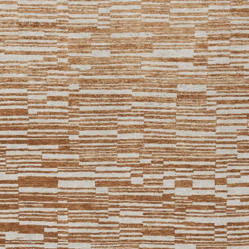 3' X 5' Orange And Beige Striped Washable Indoor Outdoor Area Rug Homeroots Outdoor