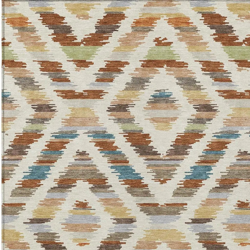 3' X 5' Orange And Beige Tribal Washable Indoor Outdoor Area Rug Homeroots Outdoor