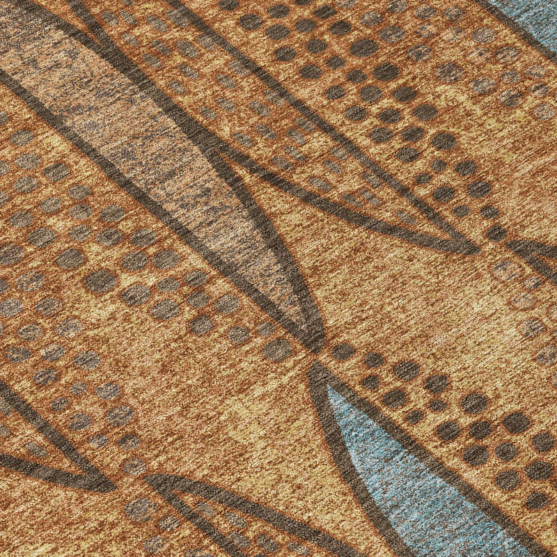 3' X 5' Orange And Blue Geometric Washable Indoor Outdoor Area Rug Homeroots Outdoor