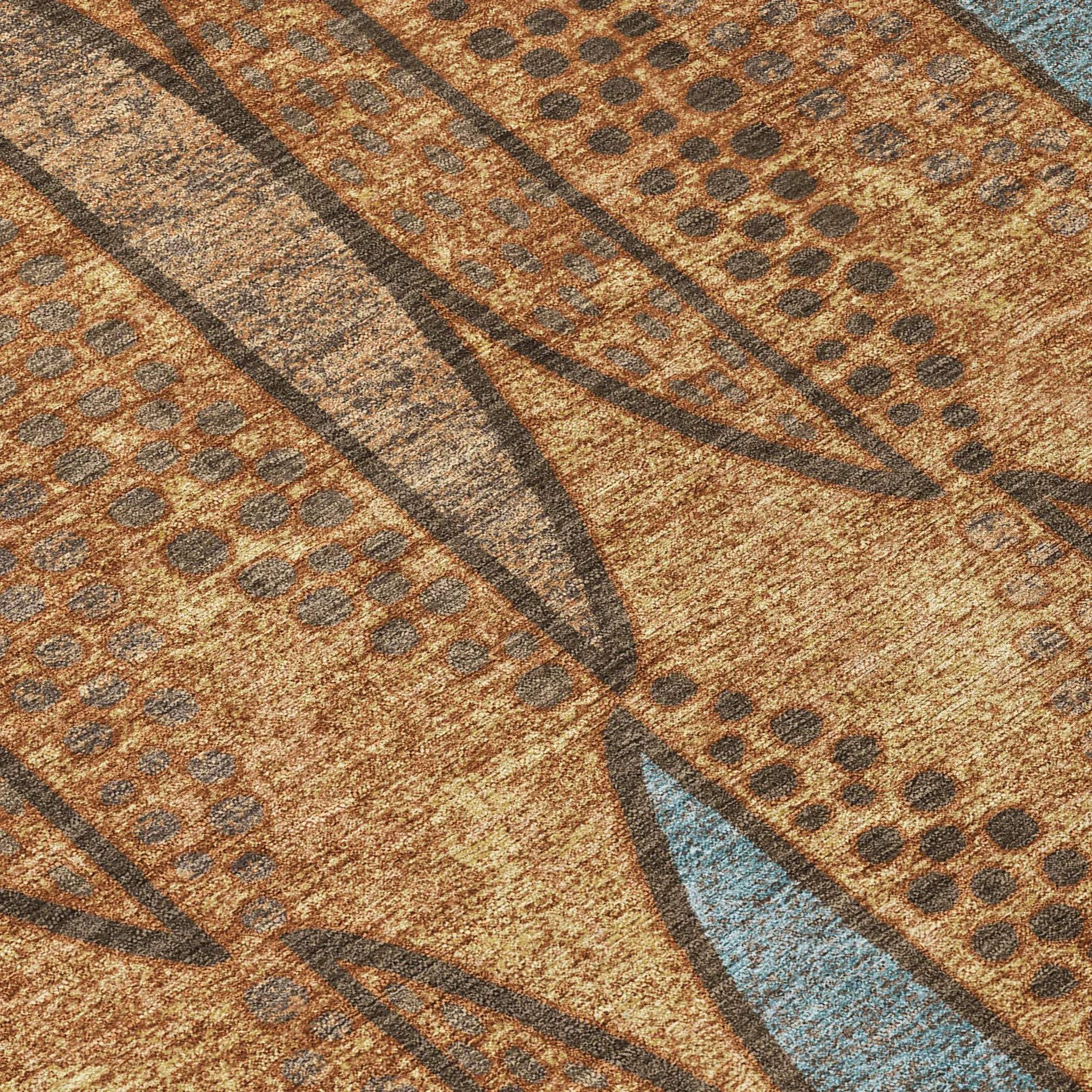 3' X 5' Orange And Blue Geometric Washable Indoor Outdoor Area Rug Homeroots Outdoor