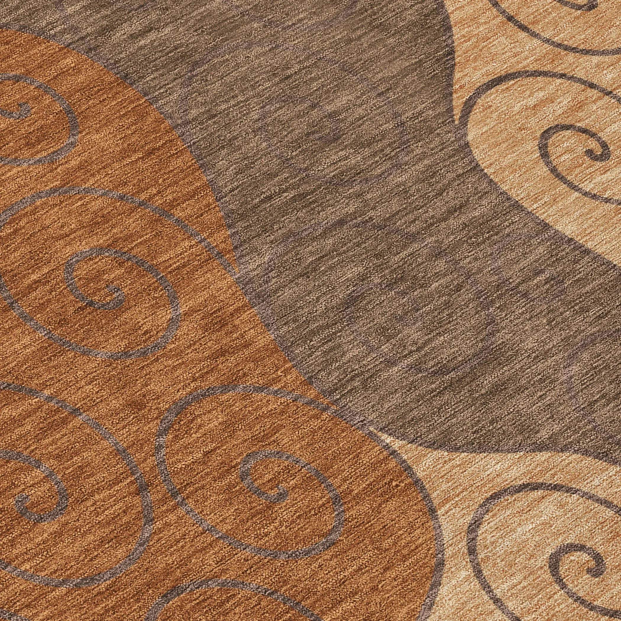 3' X 5' Orange And Brown Abstract Washable Indoor Outdoor Area Rug Homeroots Outdoor