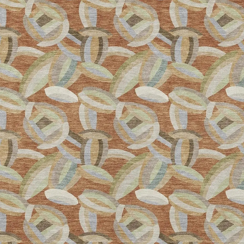 3' X 5' Orange And Brown Abstract Washable Indoor Outdoor Area Rug Homeroots Outdoor
