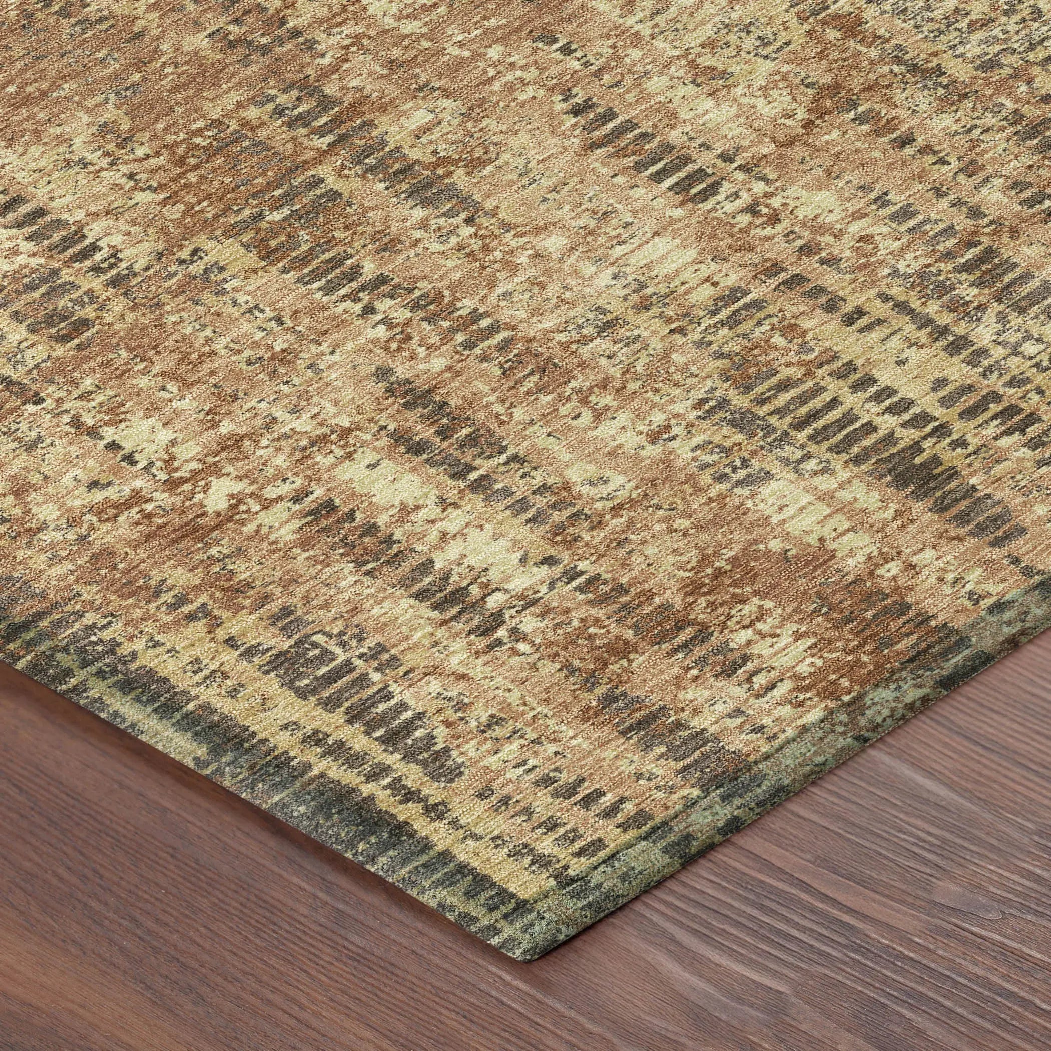 3' X 5' Orange And Brown Abstract Washable Indoor Outdoor Area Rug Homeroots Outdoor