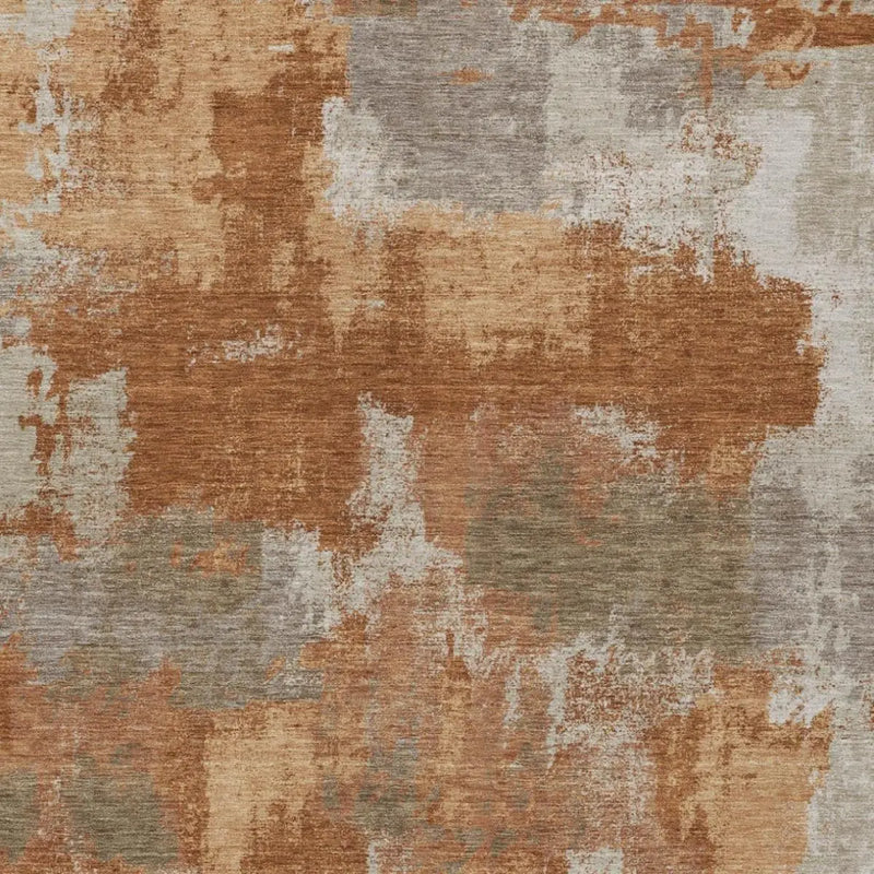 3' X 5' Orange And Brown Abstract Washable Indoor Outdoor Area Rug Homeroots Outdoor