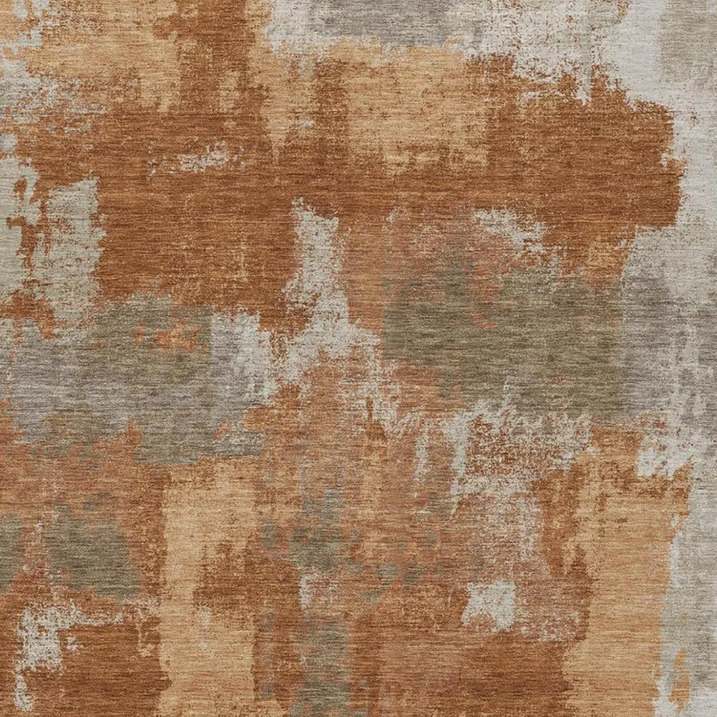 3' X 5' Orange And Brown Abstract Washable Indoor Outdoor Area Rug Homeroots Outdoor