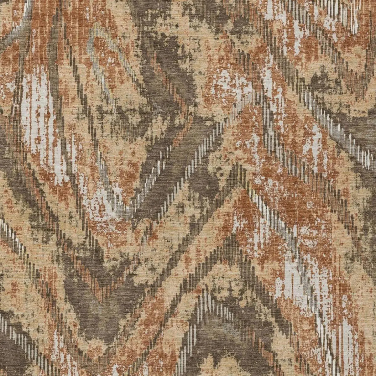 3' X 5' Orange And Brown Abstract Washable Indoor Outdoor Area Rug Homeroots Outdoor