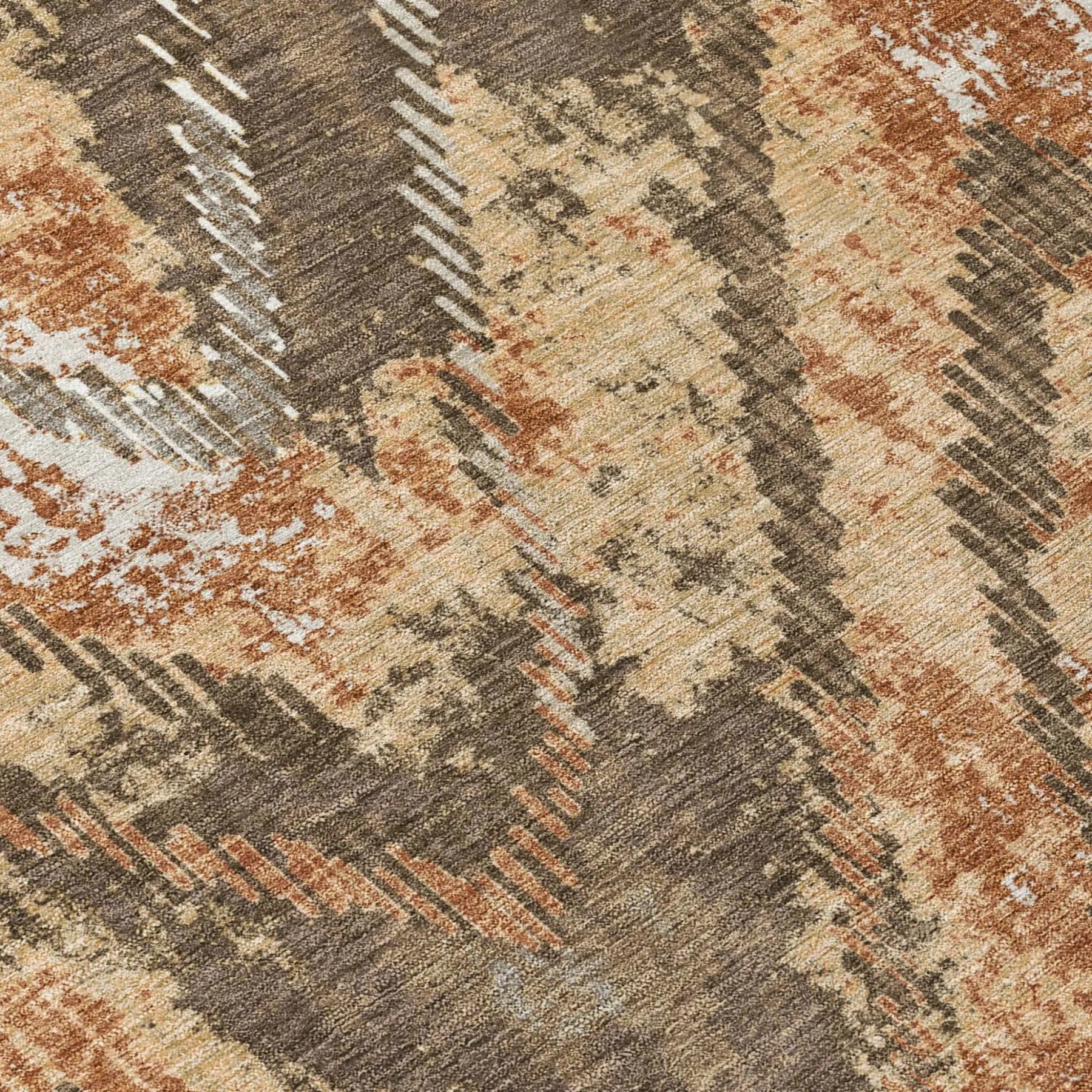 3' X 5' Orange And Brown Abstract Washable Indoor Outdoor Area Rug Homeroots Outdoor