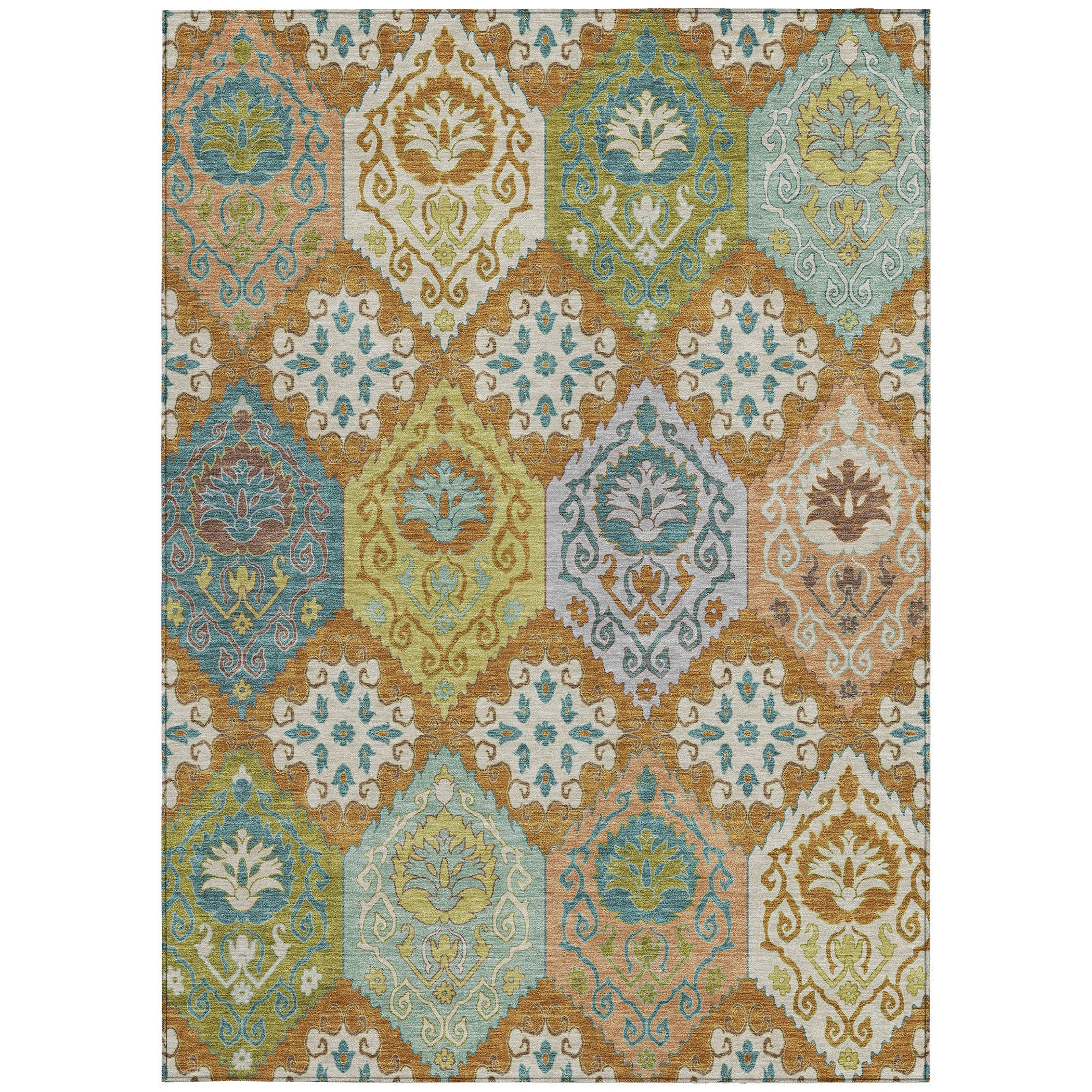 3' X 5' Orange And Brown Geometric Washable Indoor Outdoor Area Rug Homeroots Outdoor