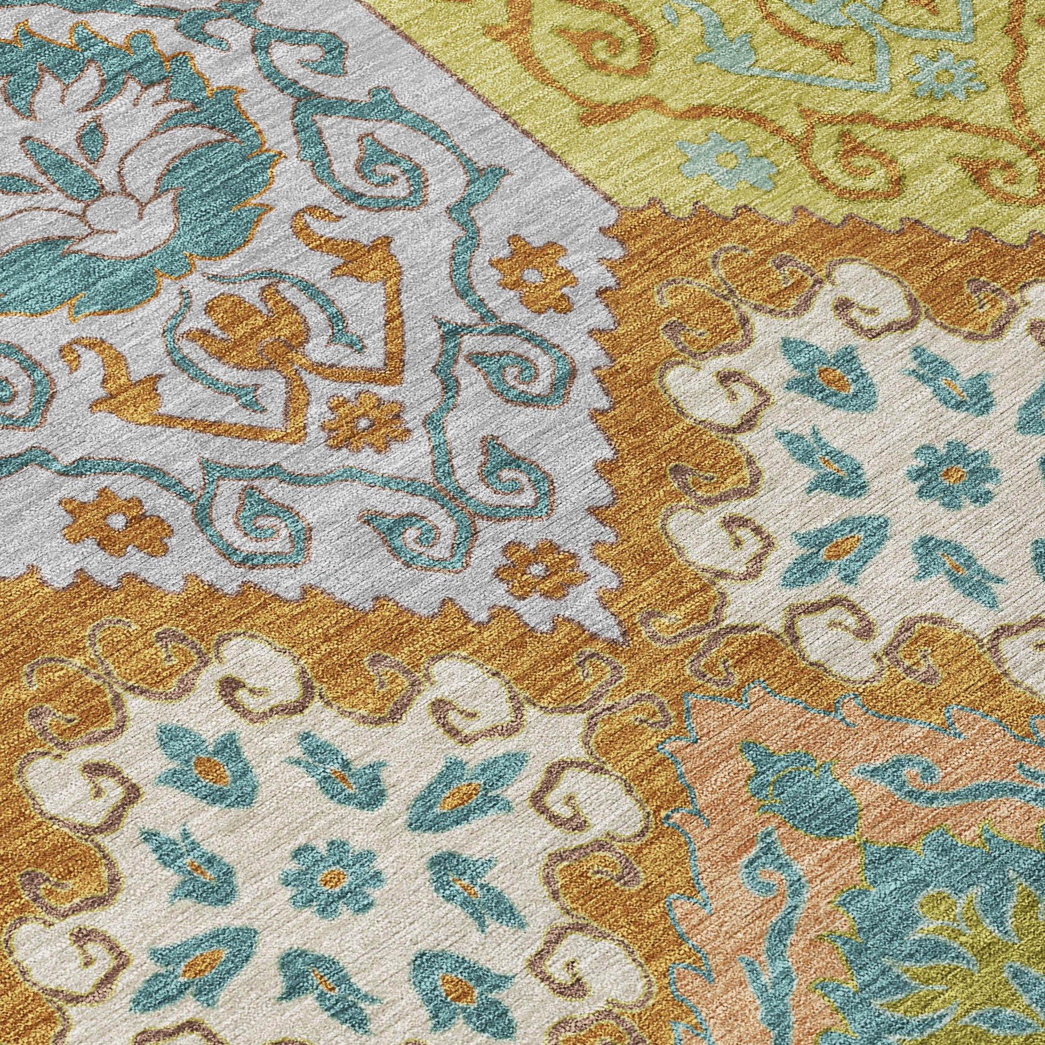 3' X 5' Orange And Brown Geometric Washable Indoor Outdoor Area Rug Homeroots Outdoor