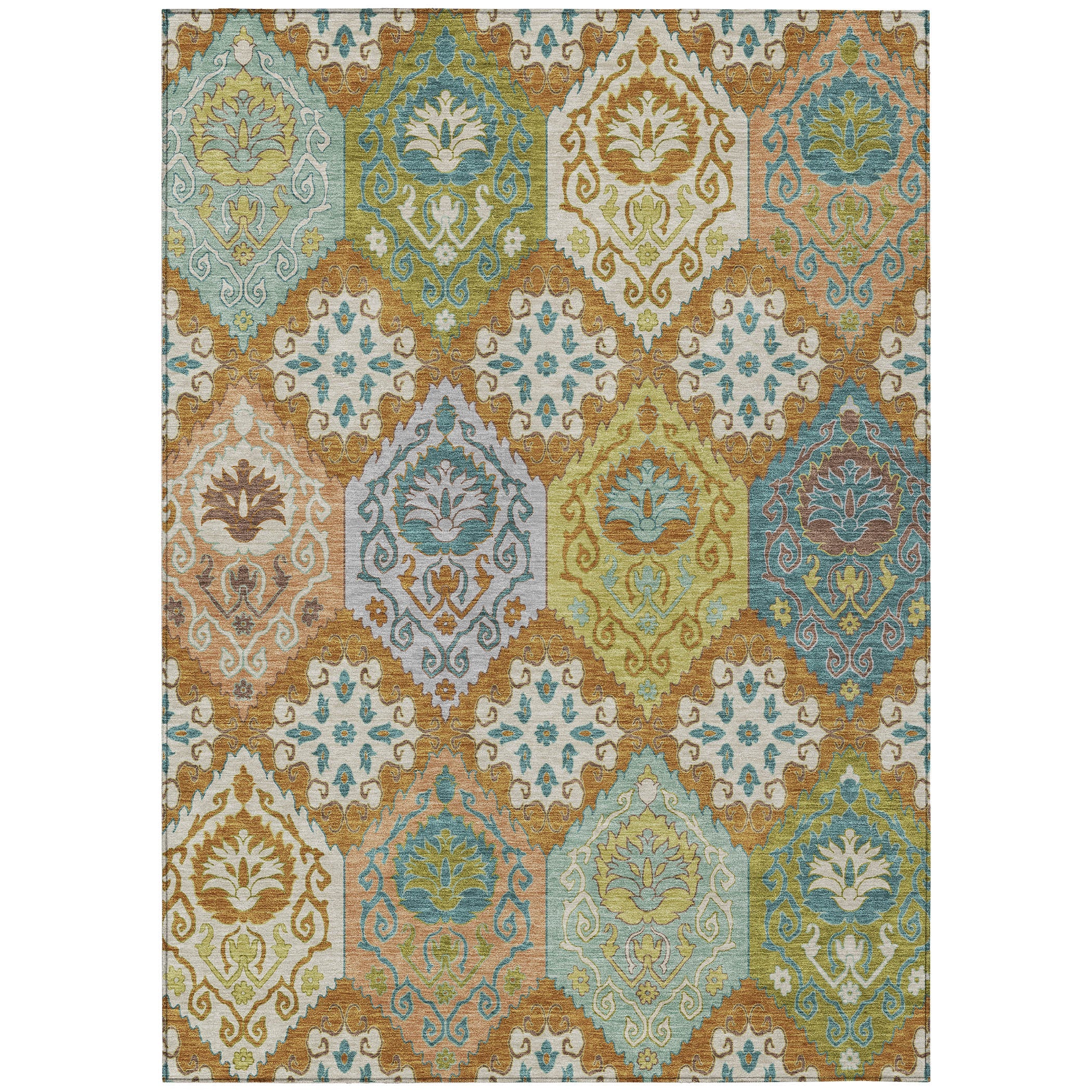 3' X 5' Orange And Brown Geometric Washable Indoor Outdoor Area Rug Homeroots Outdoor