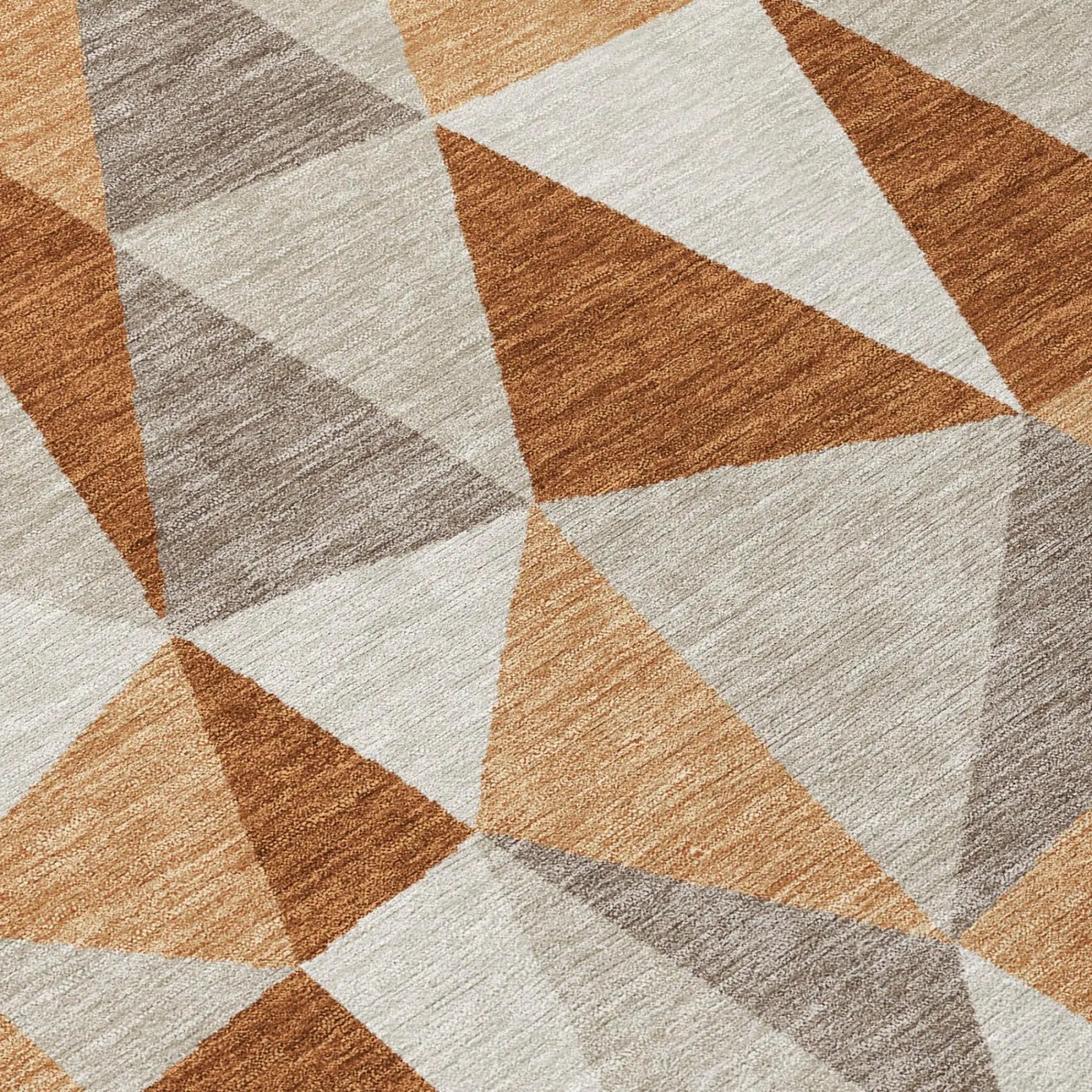 3' X 5' Orange And Brown Geometric Washable Indoor Outdoor Area Rug Homeroots Outdoor
