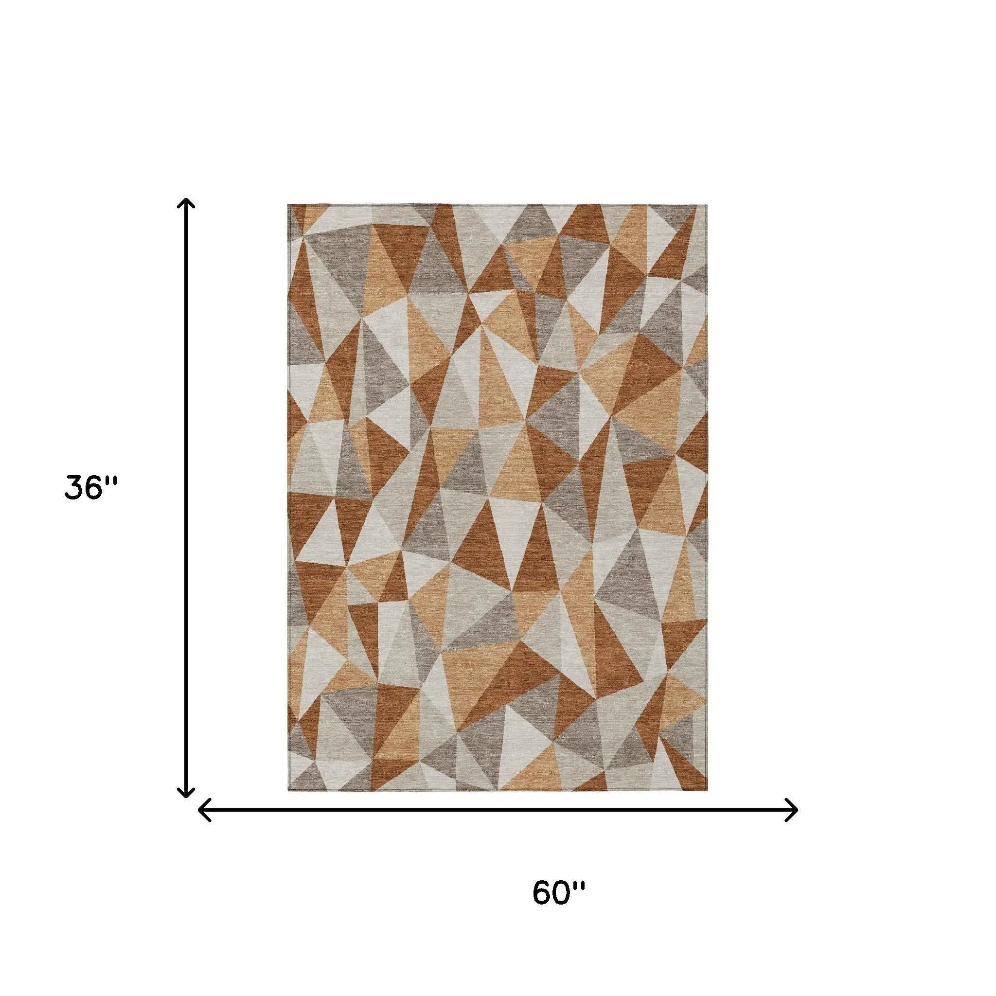 3' X 5' Orange And Brown Geometric Washable Indoor Outdoor Area Rug Homeroots Outdoor