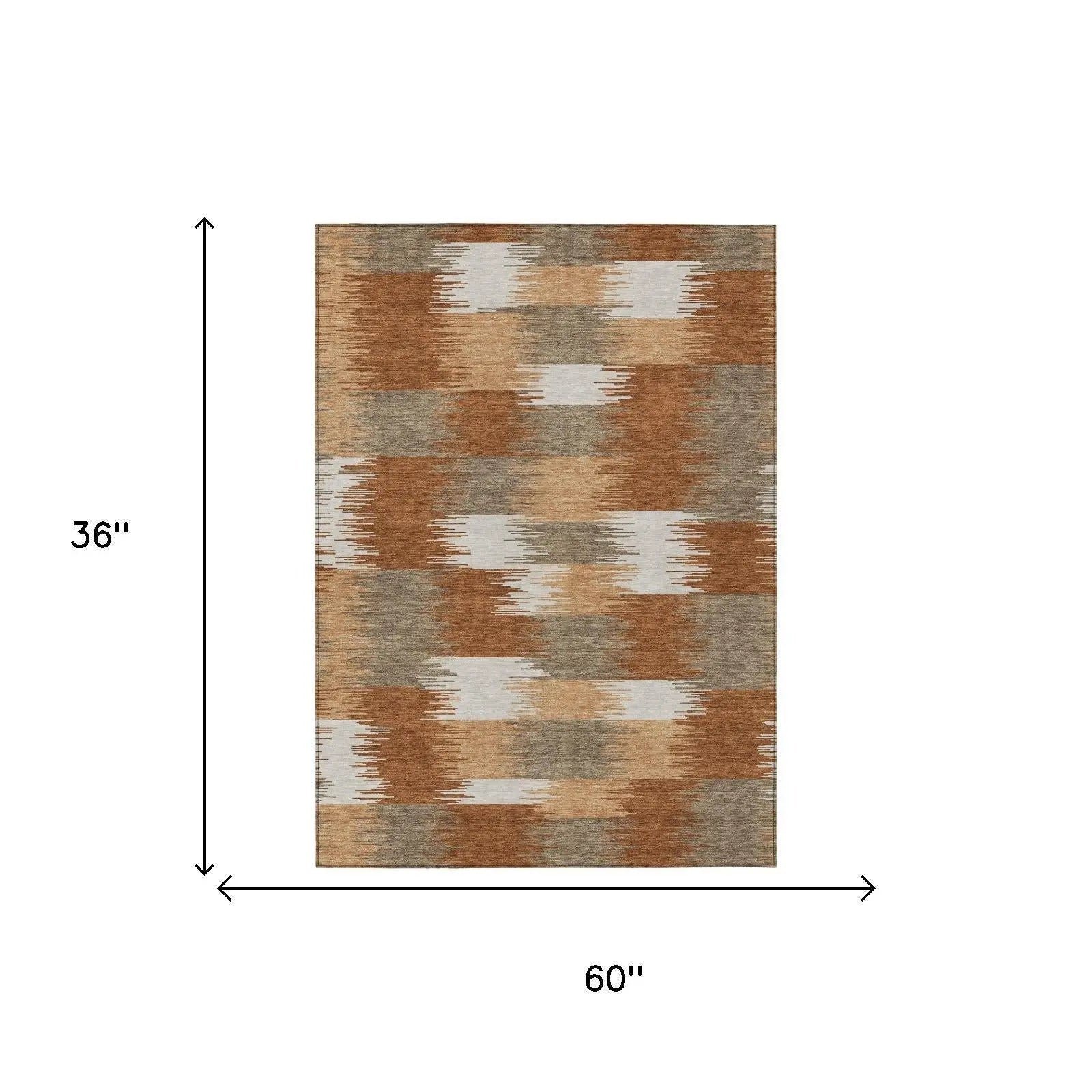 3' X 5' Orange And Brown Geometric Washable Indoor Outdoor Area Rug Homeroots Outdoor