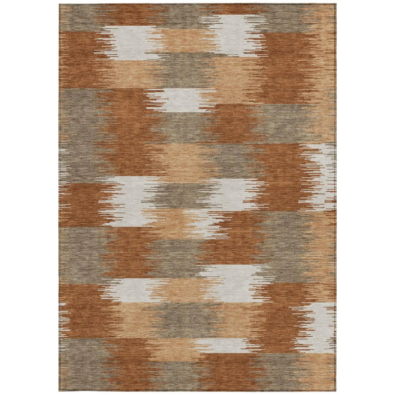 3' X 5' Orange And Brown Geometric Washable Indoor Outdoor Area Rug Homeroots Outdoor