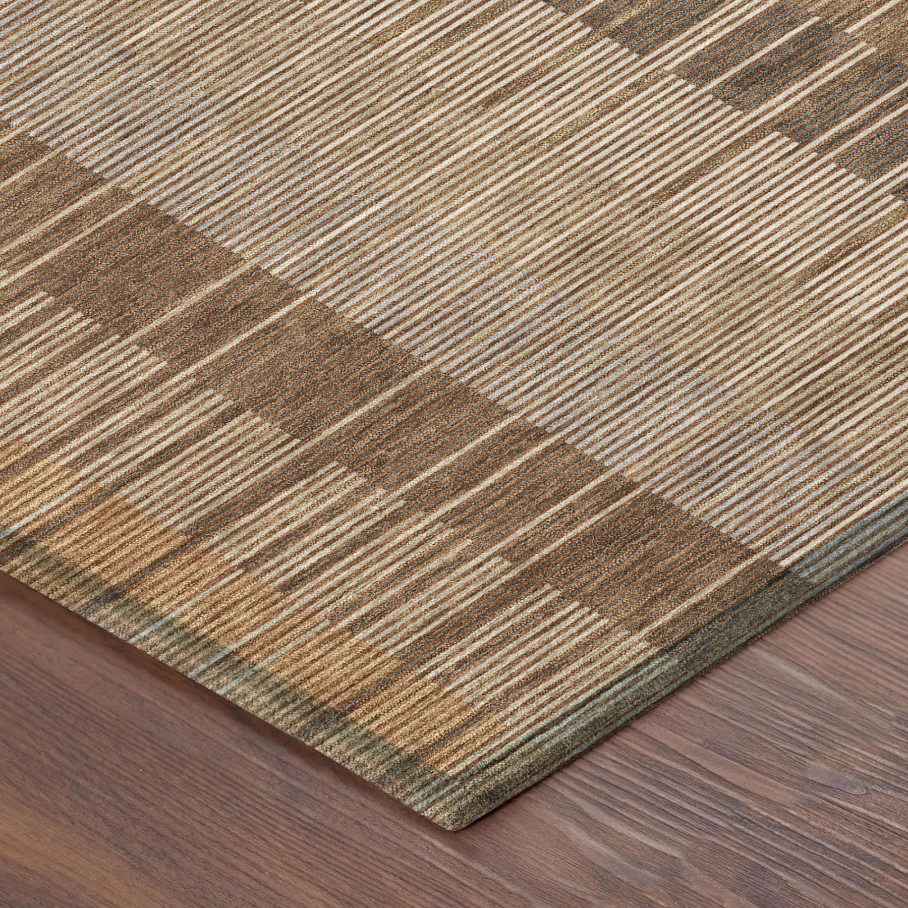3' X 5' Orange And Brown Striped Washable Indoor Outdoor Area Rug Homeroots Outdoor