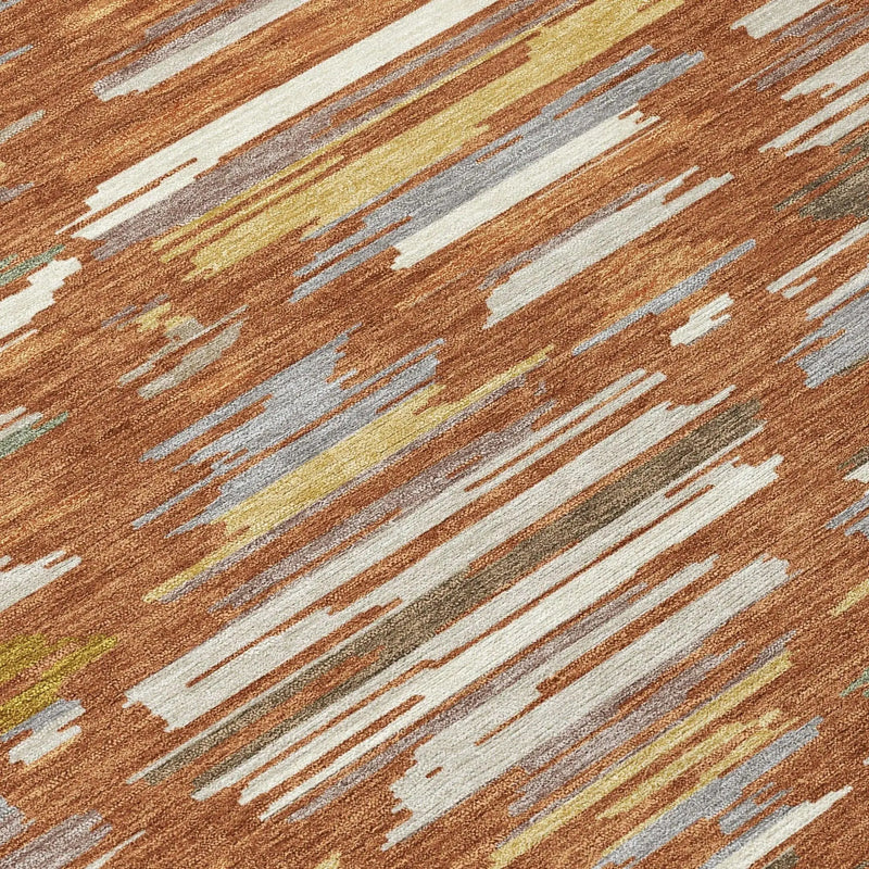 3' X 5' Orange And Charcoal Southwestern Washable Indoor Outdoor Area Rug Homeroots Outdoor