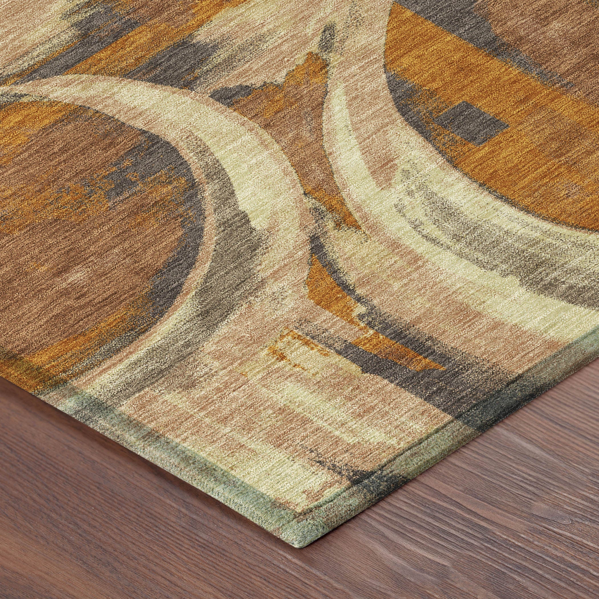 3' X 5' Orange And Copper Abstract Washable Indoor Outdoor Area Rug Homeroots Outdoor