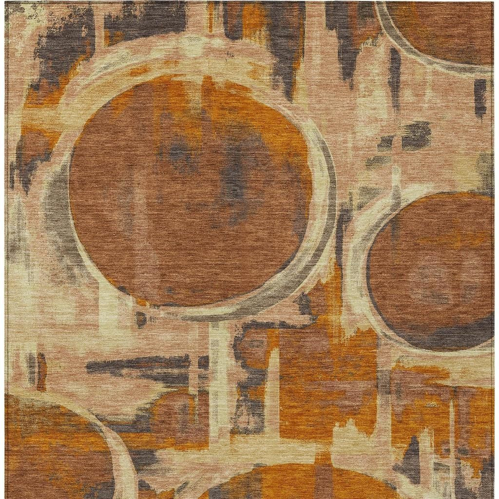3' X 5' Orange And Copper Abstract Washable Indoor Outdoor Area Rug Homeroots Outdoor