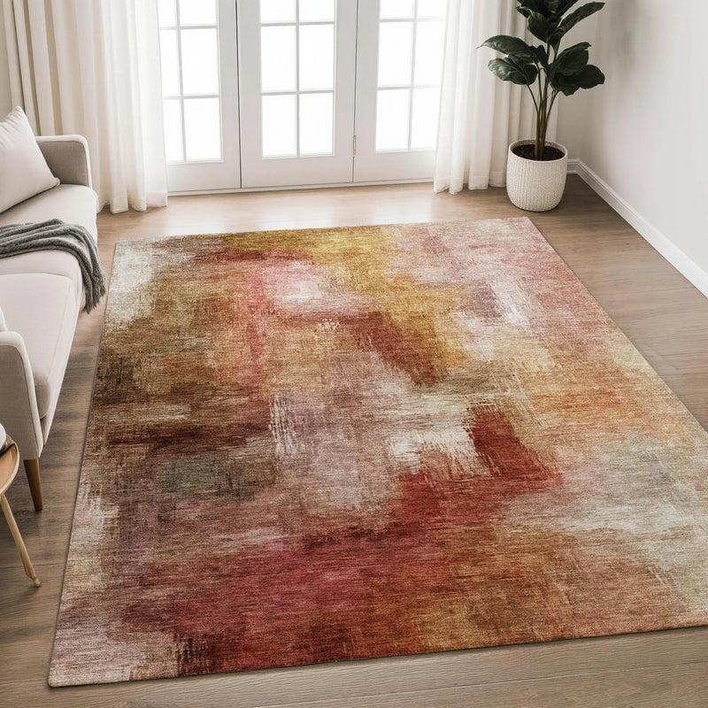 3' X 5' Orange And Copper Abstract Washable Indoor Outdoor Area Rug Homeroots Outdoor