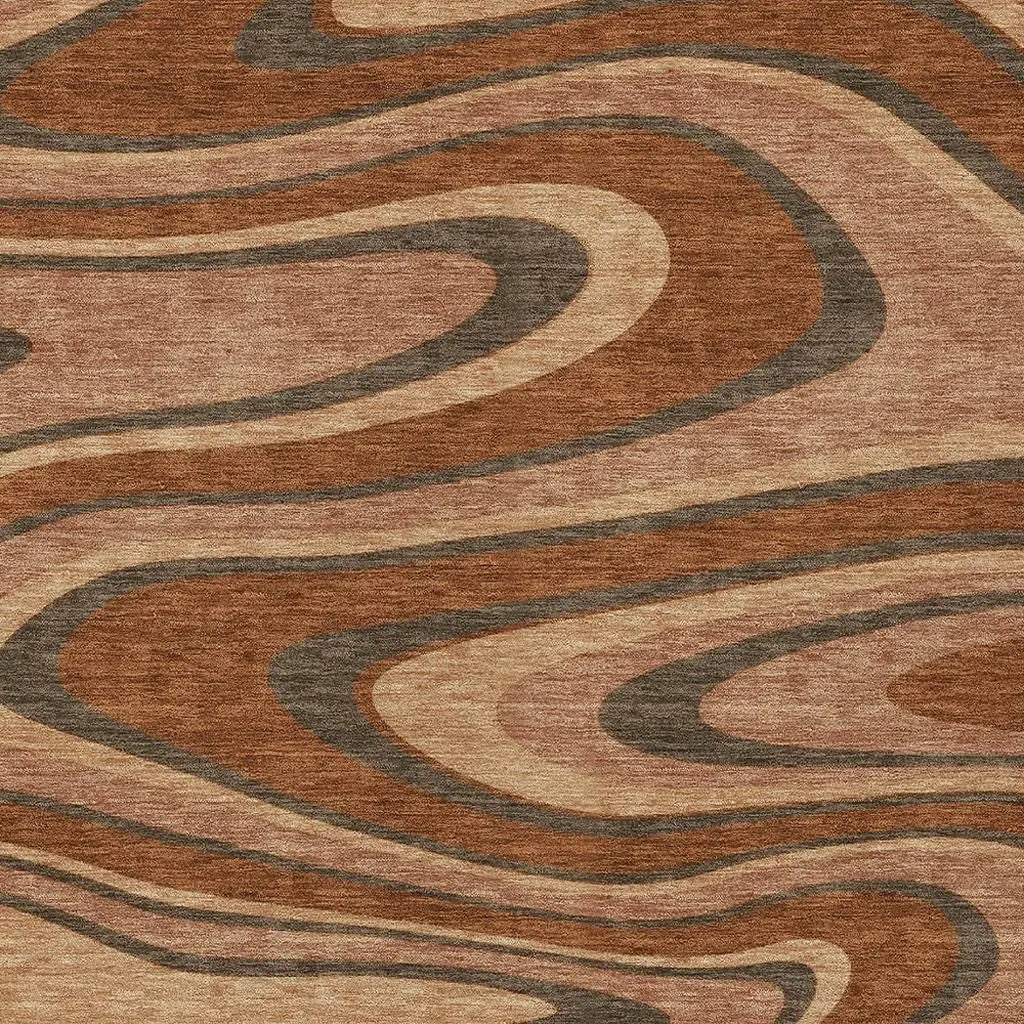 3' X 5' Orange And Copper Abstract Washable Indoor Outdoor Area Rug Homeroots Outdoor