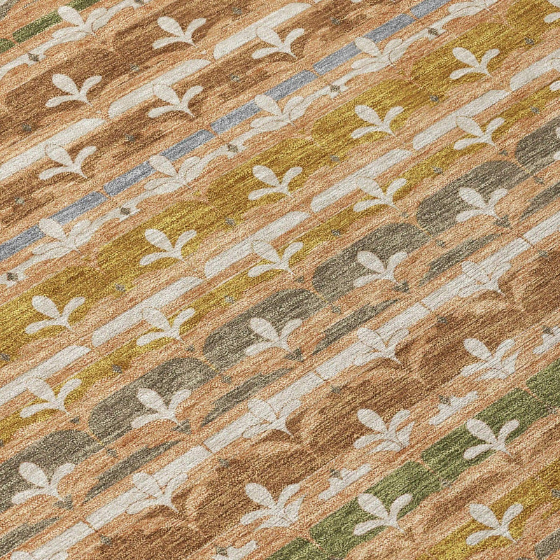 3' X 5' Orange And Copper Damask Washable Indoor Outdoor Area Rug Homeroots Outdoor