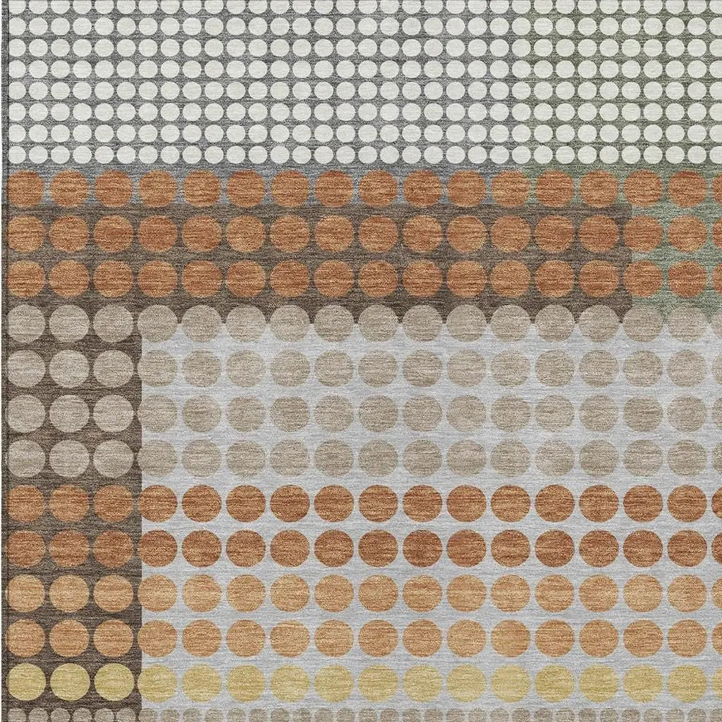 3' X 5' Orange And Copper Geometric Washable Indoor Outdoor Area Rug Homeroots Outdoor
