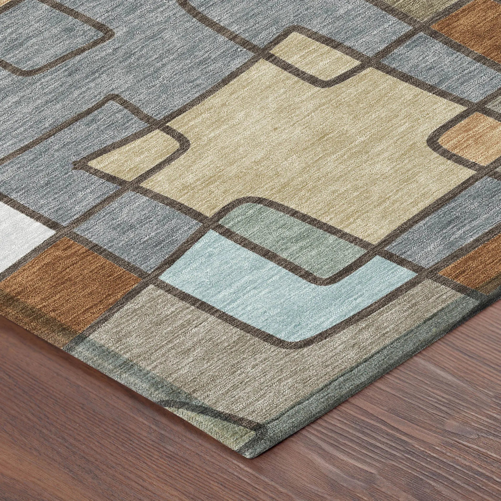 3' X 5' Orange And Copper Geometric Washable Indoor Outdoor Area Rug Homeroots Outdoor