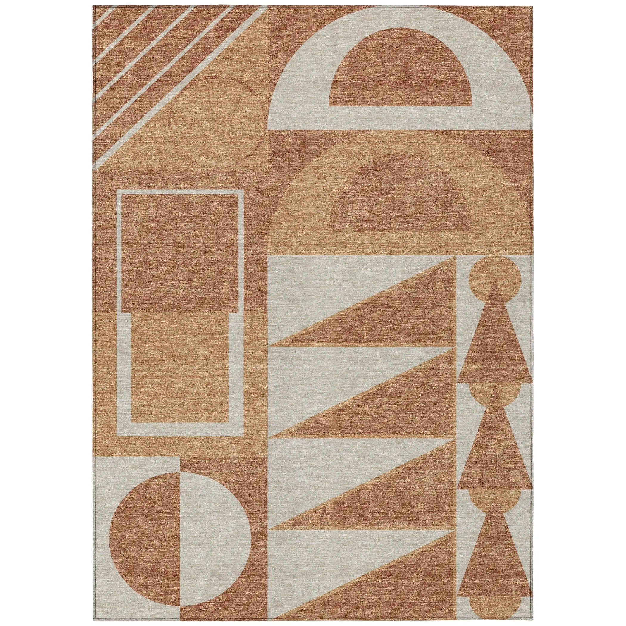 3' X 5' Orange And Copper Geometric Washable Indoor Outdoor Area Rug Homeroots Outdoor