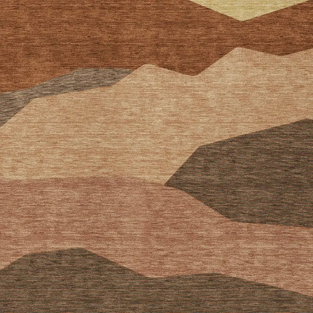 3' X 5' Orange And Copper Geometric Washable Indoor Outdoor Area Rug Homeroots Outdoor
