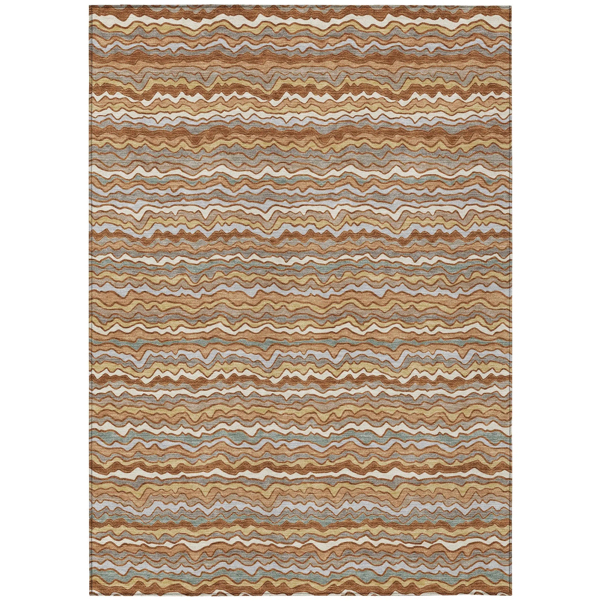 3' X 5' Orange And Copper Striped Washable Indoor Outdoor Area Rug Homeroots Outdoor