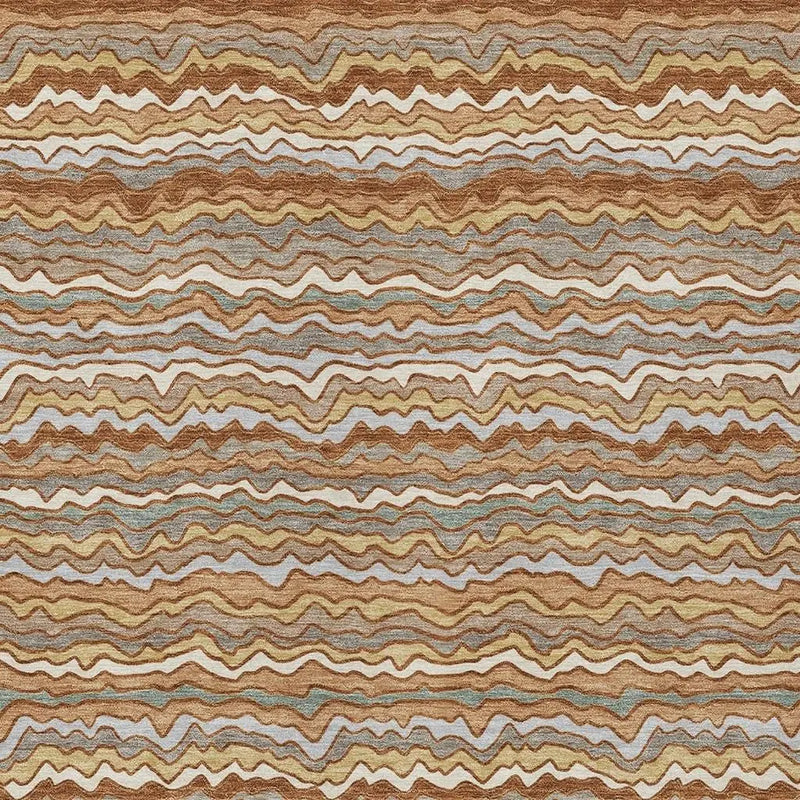 3' X 5' Orange And Copper Striped Washable Indoor Outdoor Area Rug Homeroots Outdoor