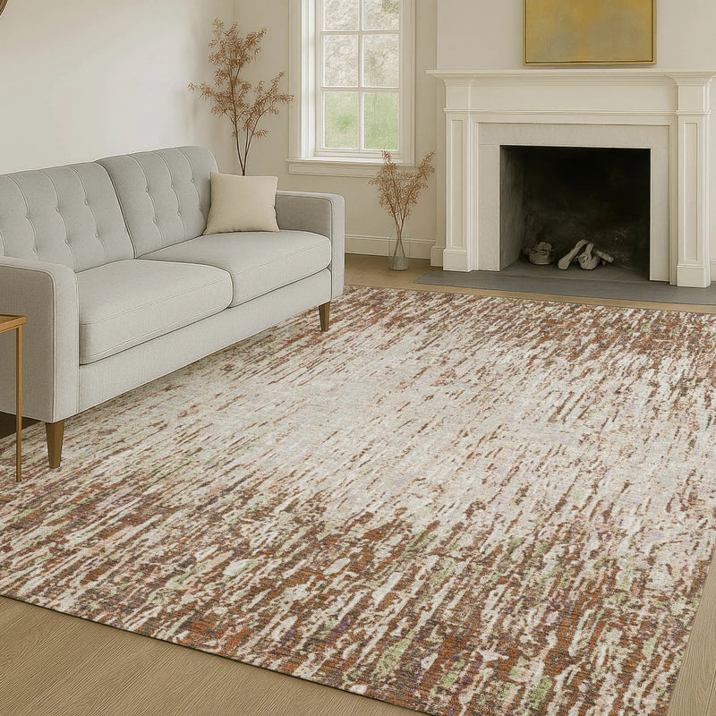 3' X 5' Orange And Copper Striped Washable Indoor Outdoor Area Rug Homeroots Outdoor