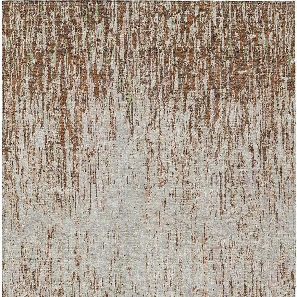 3' X 5' Orange And Copper Striped Washable Indoor Outdoor Area Rug Homeroots Outdoor