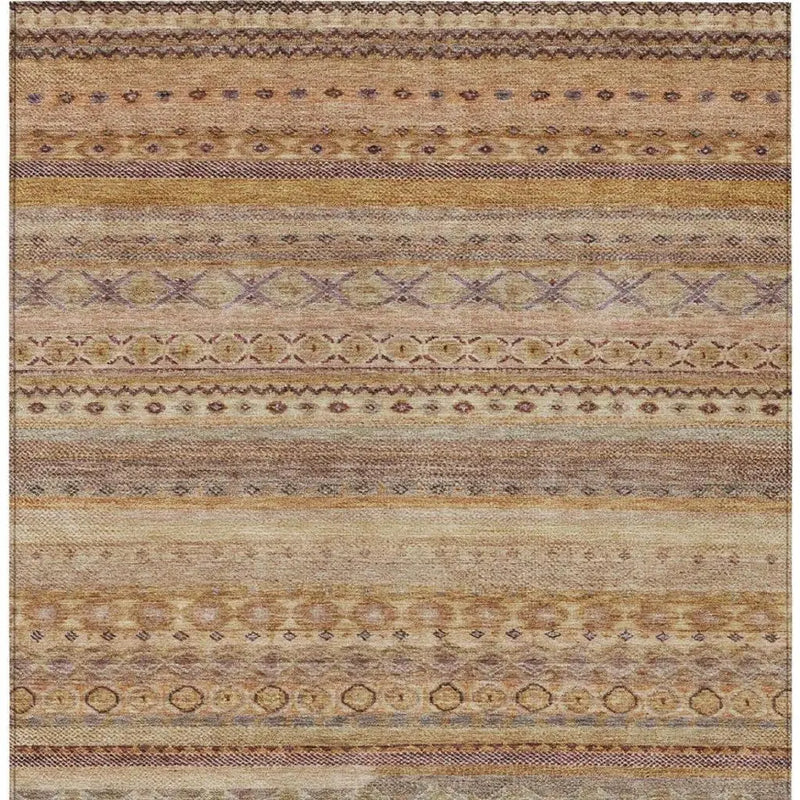 3' X 5' Orange And Copper Striped Washable Indoor Outdoor Area Rug Homeroots Outdoor