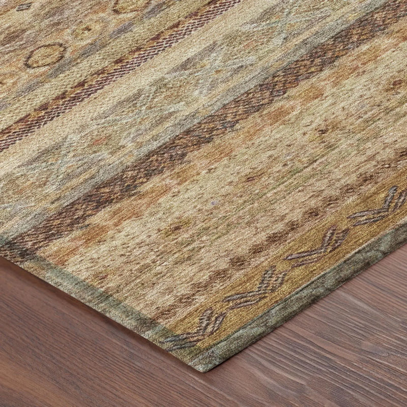 3' X 5' Orange And Copper Striped Washable Indoor Outdoor Area Rug Homeroots Outdoor
