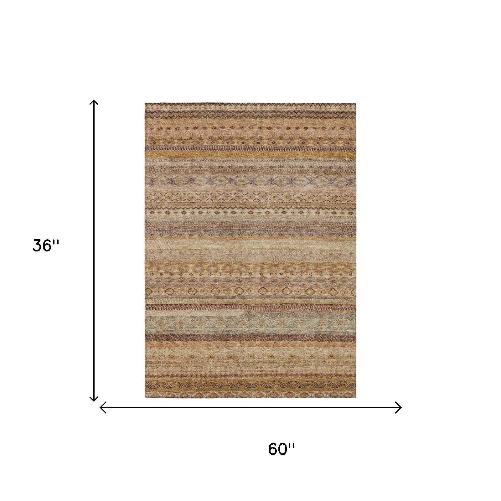 3' X 5' Orange And Copper Striped Washable Indoor Outdoor Area Rug Homeroots Outdoor